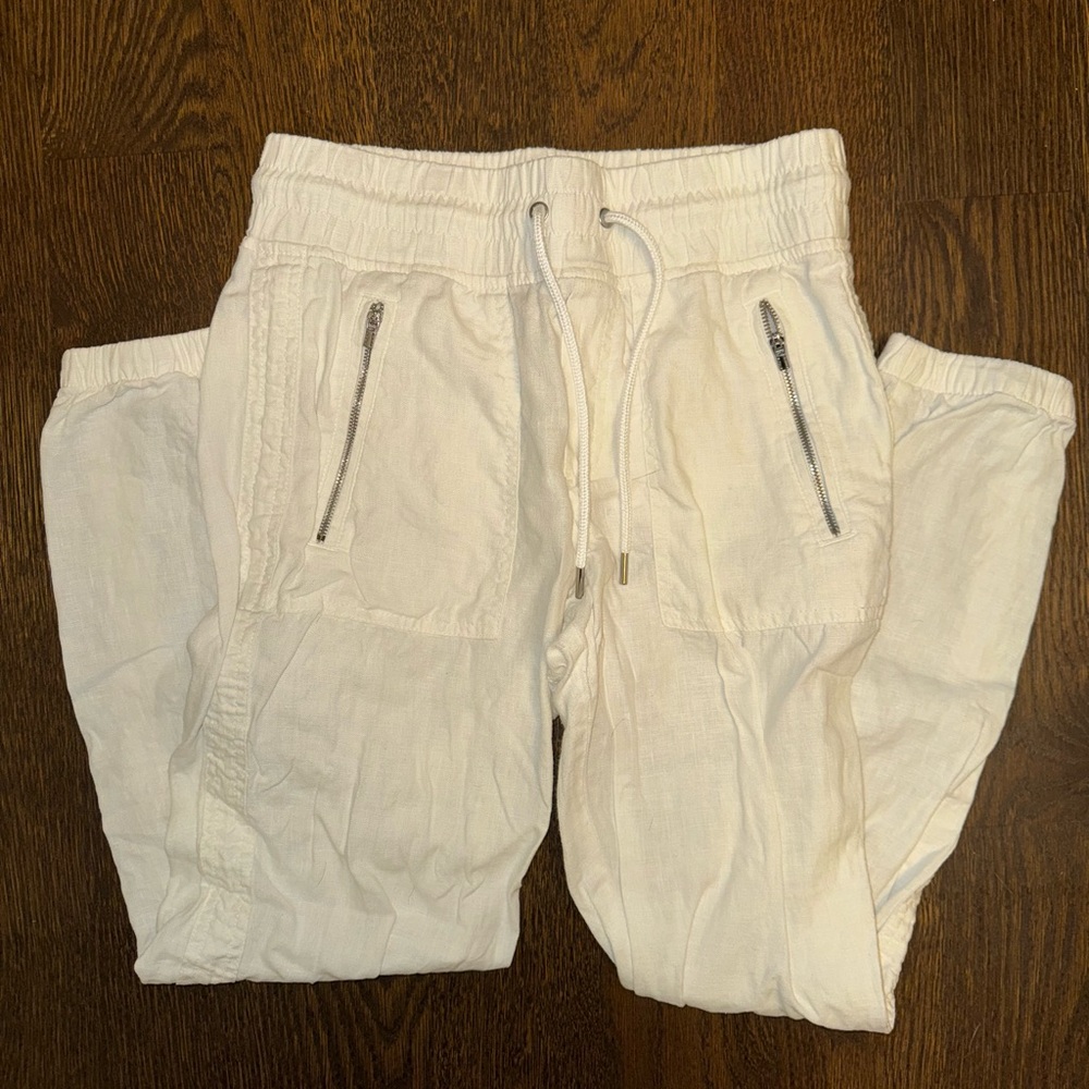 Athleta White Linen Joggers